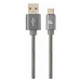 GEMBIRD Kábel USB 2.0 AM na Type-C kábel (AM/CM), 1m, metalická špirála, sivý, blister, PREMIUM 