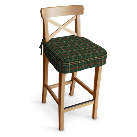 Dekoria Poťah na barovú stoličku Ingolf, zeleno - červené káro, návlek na barovú stoličku Ingolf