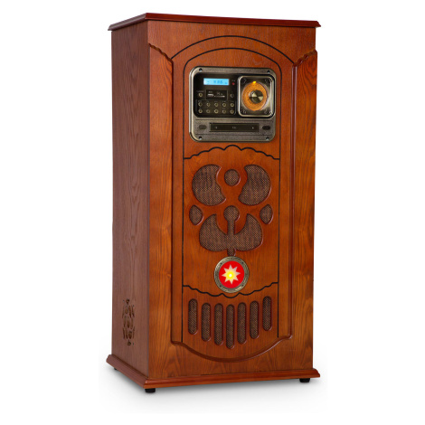 Auna Musicbox, jukebox, gramofón, CD prehrávač, BT, USB, SD, FM tuner, drevo