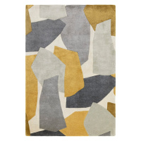Ručne tkaný koberec z recyklovaných vlákien v okrovo žltej a sivej farbe 200x290 cm Rómy – Asiat