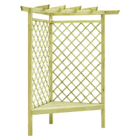 vidaXL Rohová pergola s lavičkou 130x130x197 cm, impregnovaná borovica