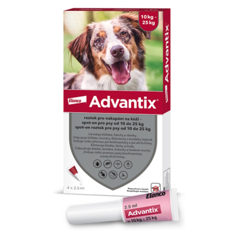 ADVANTIX Spot-on pre psov 10-25 kg 2,5 ml 4 pipety