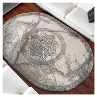 domtextilu.sk Luxusný sivý oválny koberec s originálnym vzorom 38630-181699