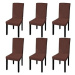 Hladké strečové poťahy na stoličky 6 ks hnedé