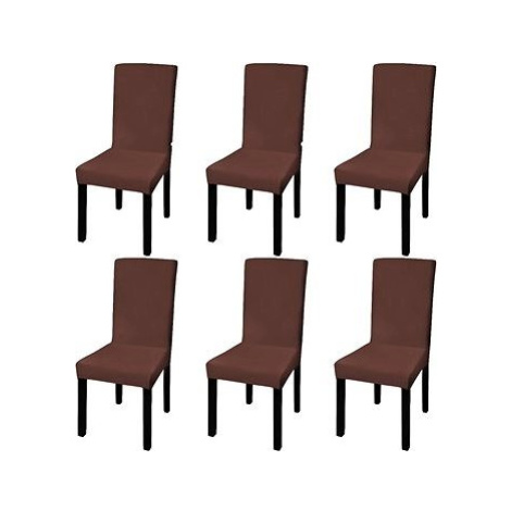 Hladké strečové poťahy na stoličky 6 ks hnedé SHUMEE