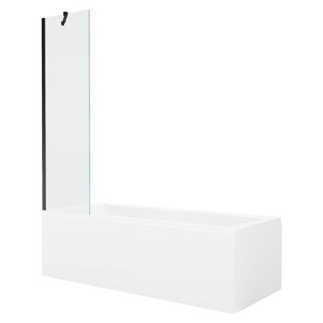 MEXEN/S - Cubik obdĺžniková vaňa 150 x 70 cm s panelom + vaňová zástena 50 cm, transparent, čier