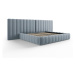 Svetlomodrá čalúnená dvojlôžková posteľ s úložným priestorom a roštom 200x200 cm Gina – Milo Cas