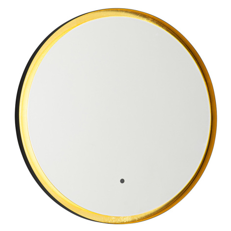Kúpeľňové zrkadlo čierne so zlatou vrátane LED a dotykového stmievača - Pim QAZQA