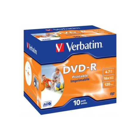 Verbatim DVD-R, Wide Inkjet Printable ID Brand, 43521, 4.7GB, 16x, jewel box, 10-pack, 12cm, pro