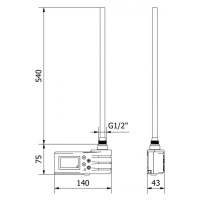 Mexen FA-J1229, elektrická vykurovacia tyč s termostatom 600W, biela, W959-0600-20