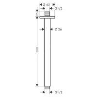 Hansgrohe Vernis Blend, stropné rameno na hlavovú sprchu 300 mm, čierna matná, HAN-27805670