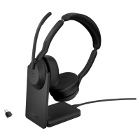 Jabra Evolve2 55/Stereo/ANC/USB-C/BT-USB/Bezdrôt/MS/Stand/Čierna