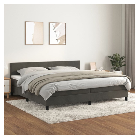 vidaXL Posteľný rám boxspring s matracom tmavosivý 200x200 cm zamat