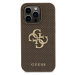 Guess Perforated 4G Glitter Metal Logo Kryt pre iPhone 15 Pro, Hnedý