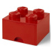 LEGO® úložný box 4 - so zásuvkou červená  250 x 250 x 180 mm