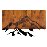 Nástenná drevená dekorácia MOUNTAINS hnedá/čierna