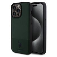 U.S. Polo PU Leather Mesh Pattern Double Horse Zadný Kryt pre iPhone 15 Pro Max Green