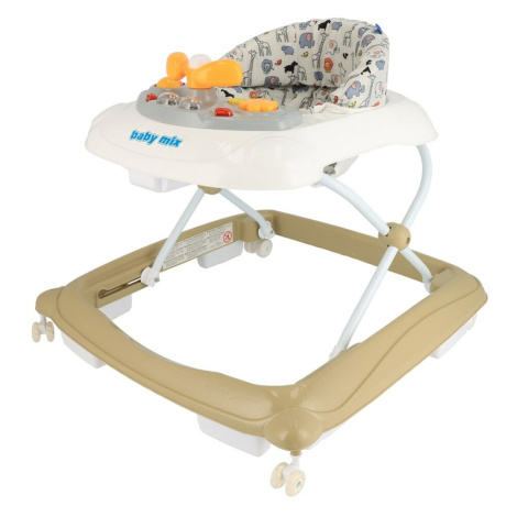 Detské chodítko Baby Mix s volantom a silikónovými kolieskami cappucino