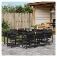 vidaXL 11-dielna záhradná jedálenská sada s vankúšmi čierna polyratan