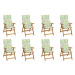 Skladacia záhradná stolička s poduškami 8 ks akácie / látka Dekorhome Kvety vzor,Skladacia záhra
