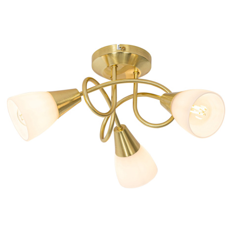 Klasické stropné svietidlo zlaté s opálovým sklom 3-svetlo - Inez QAZQA
