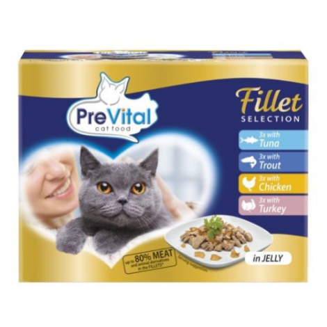 PreVital Fillet Selection Kapsička tuniak/pstruh/kura/morka v želé 12 x 85 g
