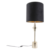 Art Deco stolná lampa zlatý zamatový odtieň čierna 40 cm - Diverso