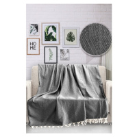Čierny bavlnený pléd cez posteľ Viaden HN, 170 x 230 cm