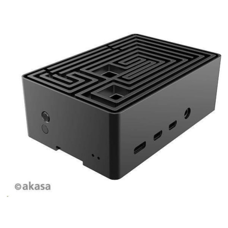 Puzdro AKASA Maze, pre Raspberry Pi 4, hliník, čierne