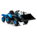 mamido Detský elektrický traktor s radlicou a prívesom modrý