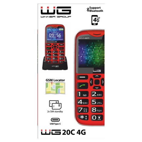 WG - Mobilný telefón WG20C, 4G, tlačidlový, červená Winner Group
