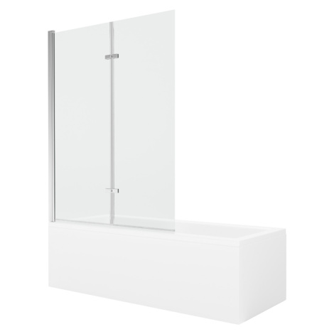 MEXEN/S - Cubik obdĺžniková vaňa 170 x 70 cm s panelom + vaňová zástena 120 cm, transparent, chr
