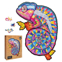 Puzzler Drevené farebné puzzle Hypnotický chameleón