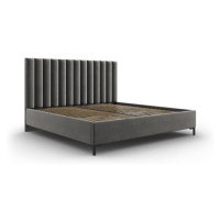 Sivá čalúnená dvojlôžková posteľ s úložným priestorom s roštom 140x200 cm Casey – Mazzini Beds