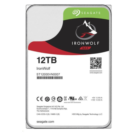 SEAGATE HDD IRONWOLF (NAS) 3,5" - 12TB, SATAIII, ST12000VN0008