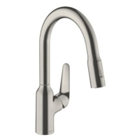 Drezová batéria Hansgrohe Focus s vyťahovacou spŕškou, 2 prúdy vzhled nerezu 71821800