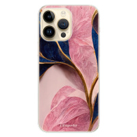 Odolné silikónové puzdro iSaprio - Pink Blue Leaves - iPhone 14 Pro Max