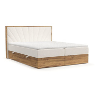 Boxspring posteľ s úložným priestorom v krémovo-prírodnej farbe 140x200 cm Asahi – Maison de Rêv