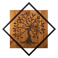 Nástenná drevená dekorácia TREE II hnedá/čierna