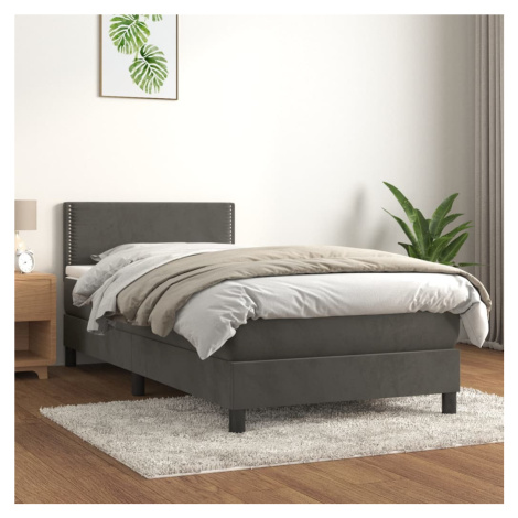 vidaXL Posteľný rám boxspring s matracom tmavosivý 80x200 cm zamat