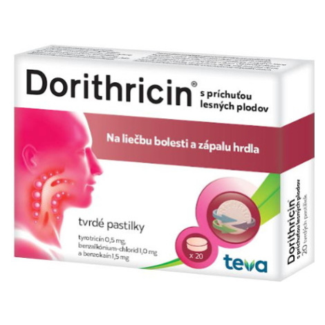 DORITHRICIN s príchuťou lesných plodov 20 tvrdých pastiliek