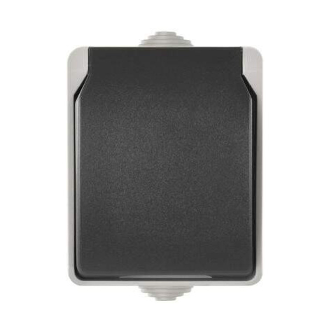 EMOS Zásuvka nástenná, šedo-čierna, IP54, 3104139700