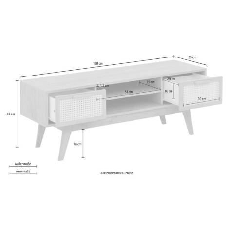 TV stolík v dekore duba v prírodnej farbe 128x47 cm Bridget – Støraa