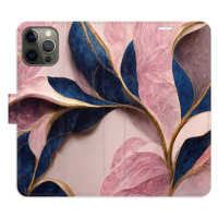 Flipové puzdro iSaprio - Pink Leaves - iPhone 12/12 Pro