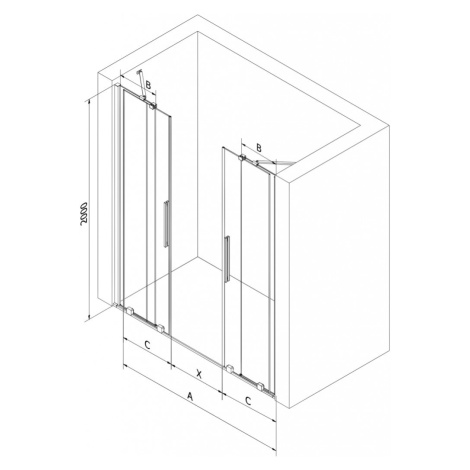 MEXEN/S - Velar Duo posuvné sprchové dvere 150 cm, dekor, grafit metal 871-150-000-32-95