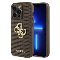 Guess PU Perforated 4G Glitter Metal Logo Zadný Kryt pre iPhone 15 Pro Taupe