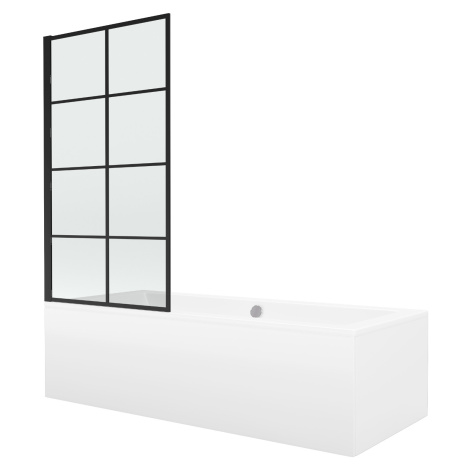 Vana Mexen Cube 170x80 cm s panelem bílá + jednokřídlá zástěna pohyblivá 70 x 140 cm V černá/čer