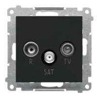 Anténna zásuvka R-TV-SAT koncová/zakončená, prístroj s krytom, čierny matný