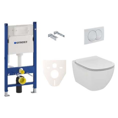 Závesný set WC rimless TESI Ideal Standard + modul Geberit Duofix s tlačidlom Delta 20 biele KMP