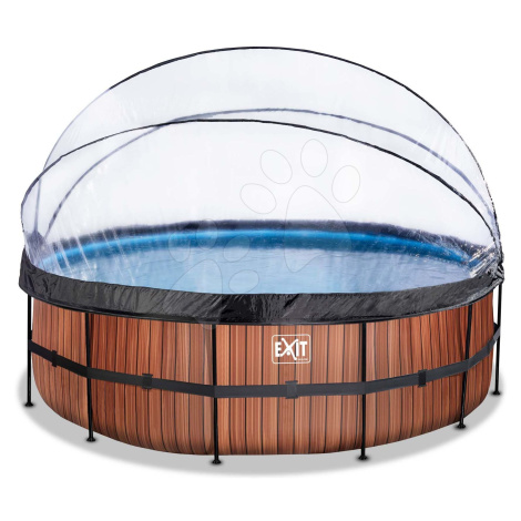 Bazén s krytom pieskovou filtráciou a tepelným čerpadlom Wood pool Exit Toys kruhový oceľová kon